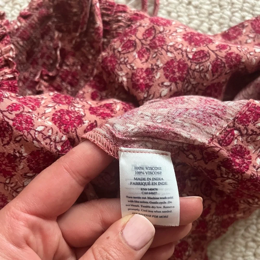 Faherty Emery smocked floral skirt size medium red